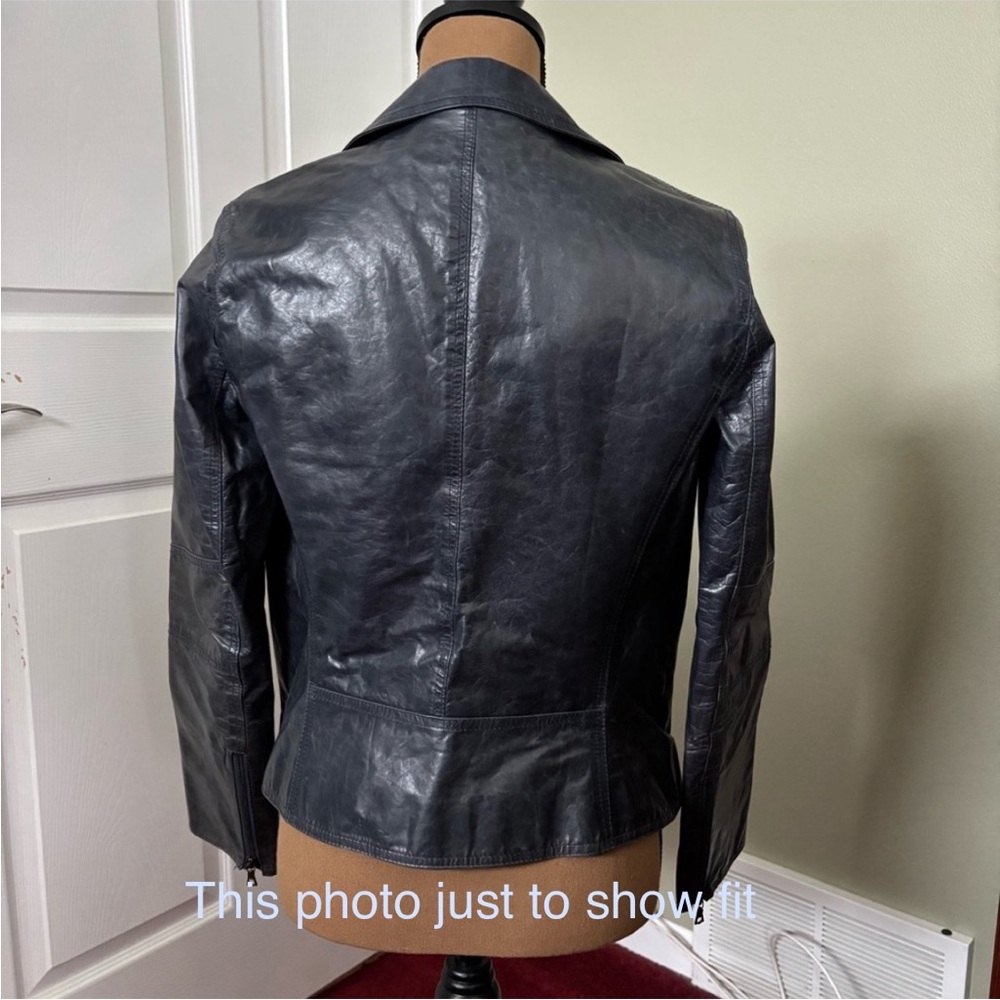 NWOT M0851 Women’s Blue Grey Leather Jacket - Picture 9 of 9